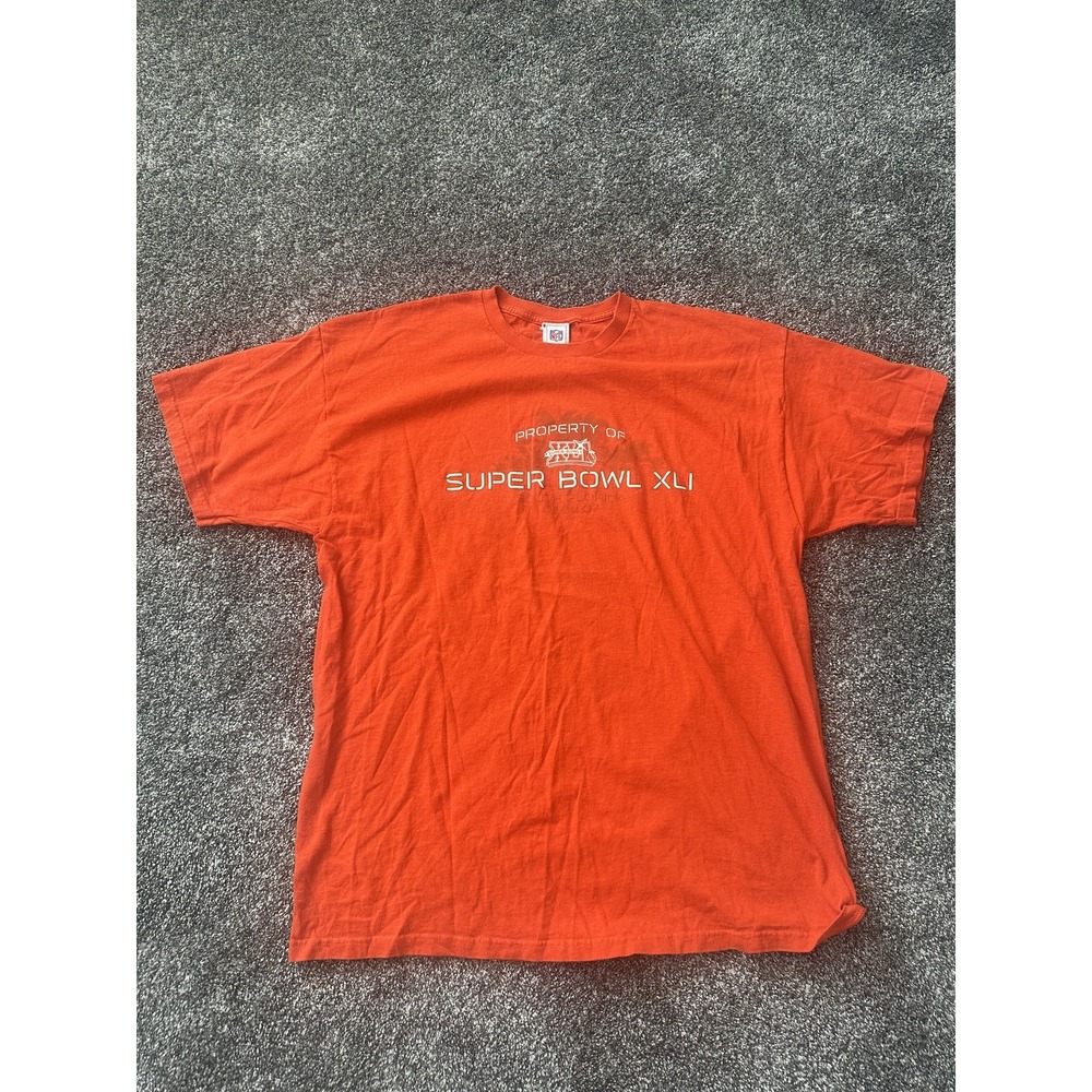 Vintage NFL Super Bowl XLI Shirt Mens 2XL Orange Football South Florida Tee
